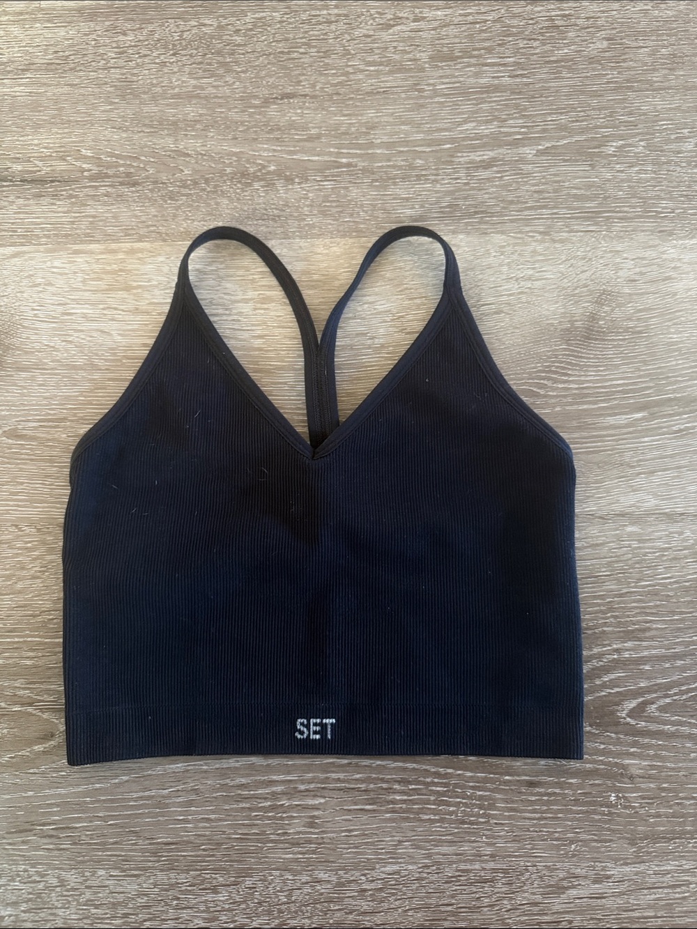 SET Active Black Ribbed Sports Bra, size medium